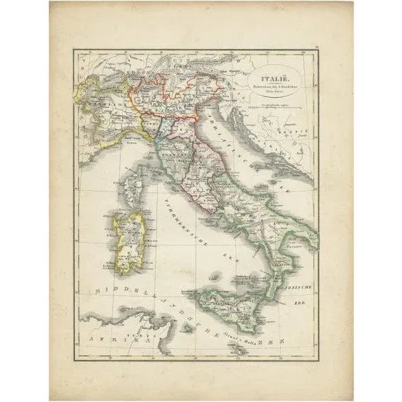 Mid 19th Century Antique Map of Italy with Hand-Colored Borders, 1852 For Sale - Image 5 of 5