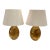 1970s Brass Table Lamps With Cream Fabric Shades - a Pair For Sale