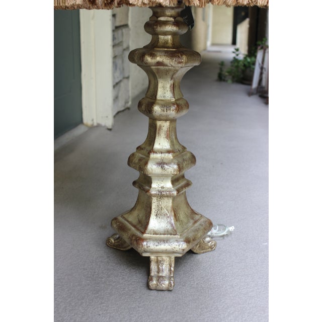Silver Traditional Table Lamp by John Richards Lamp With Tassel Trimmed Shade For Sale - Image 8 of 18