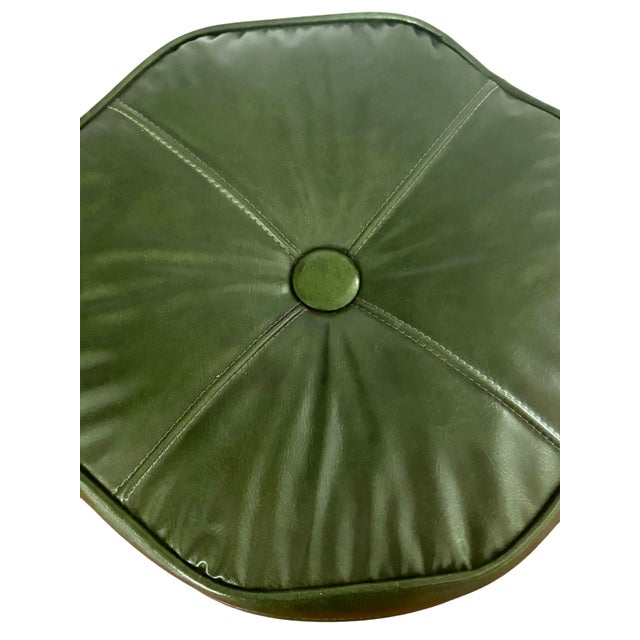 Vintage 60's vinyl leather green footstool Classic piece for vintage lovers!