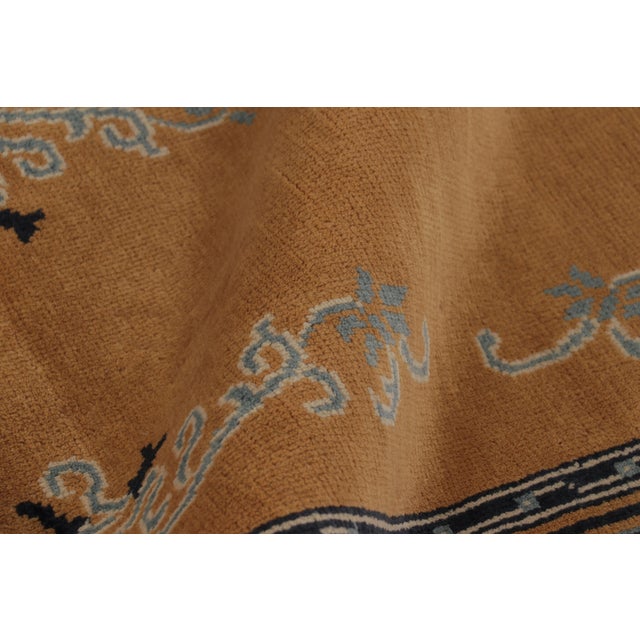 Textile Rug & Kilim’s Chinese Art Deco Inspired Rug, Brown With Greek Key Border For Sale - Image 7 of 8