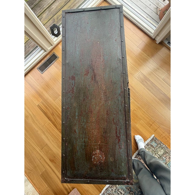Vintage Industrial Riveted Iron & Glass Display Cabinet / Console For Sale - Image 4 of 6