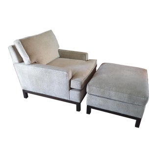 Dunbar-Style Club Chair Recliner & Ottoman For Sale