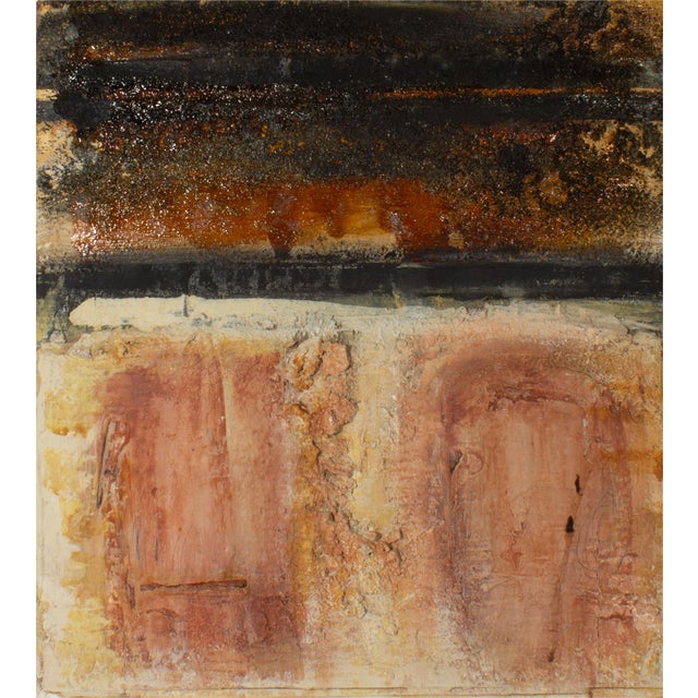 A 1999 mixed media wall assemblage titled "Asoko XVI" by American artist Juliet Holland (1937-2017). Signed, titled, and...