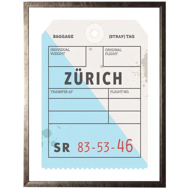 Zurich Travel Ticket in Pewter Shadowbox