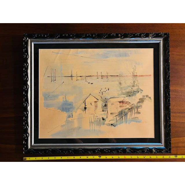 Alfred Birdsey (1912-1996) Original Signed Watercolor Painting, 1980, Framed Bermuda Modernist Landscape For Sale In Houston - Image 6 of 11
