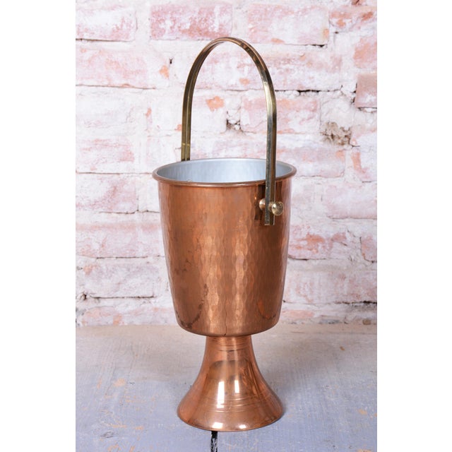 Art Deco Standing Champagne Cooler in Brass and Copper, France, 1920s For Sale - Image 6 of 13
