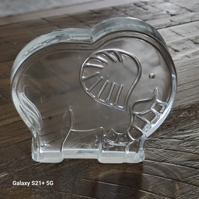 Vintage Dansk Glasburk Lead Crystal Elephant Paperweight Figurine Designed by Naiad Einsel, 1970s For Sale - Image 13 of 13