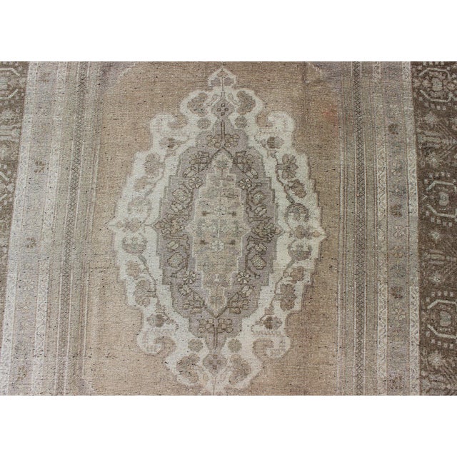 Vintage Turkish Oushak Rug With Faded Taupe, Soft Sage, and Muted Ivory 5'11" X 9'8" For Sale In Atlanta - Image 6 of 8