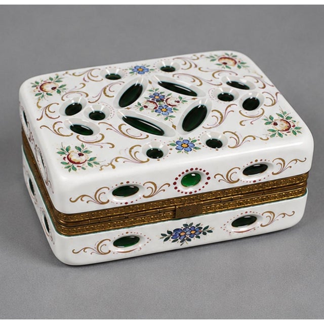 Neoclassical Antique Opaline Overlay Jewelry Box, 19th Century For Sale - Image 3 of 7