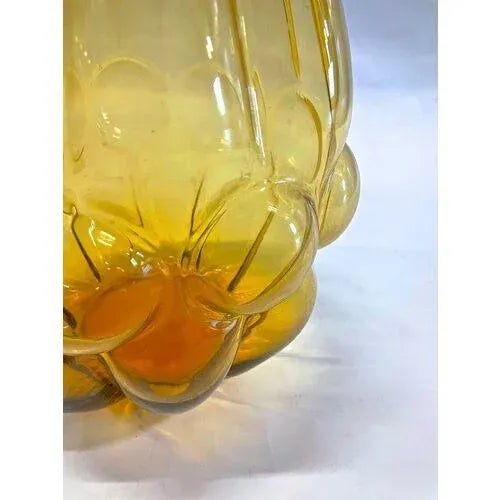 Vintage Amber Blown Bubble Glass Vase For Sale - Image 4 of 5