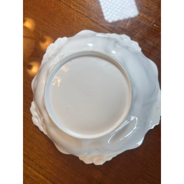 Antique Porcelain Molded Floral Bowl Heavy Gold Gilt Ornate C1910 Orchids Roses For Sale - Image 14 of 17