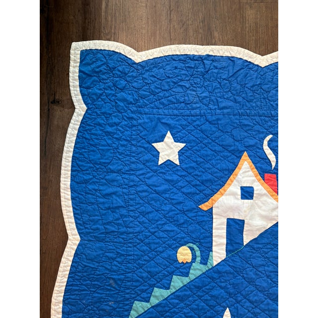 Early 20th Century 1930s Antique Handmade Dutch Folk Art Applique Child’s Nursery Quilt Textile Art For Sale - Image 5 of 14