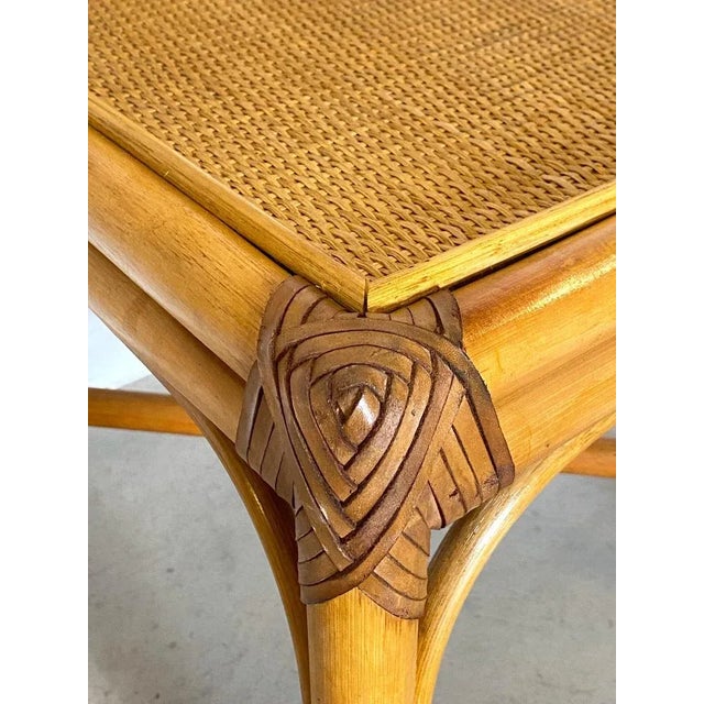 Bamboo & Leather Dining Chairs, 1970s, Set of 3 For Sale - Image 9 of 10