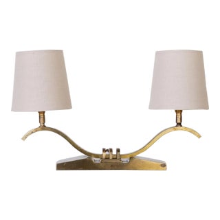 1940s French Art Deco Brass Table Lamp For Sale