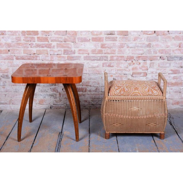 Czech Art Deco Stool in Wood and Hemp, 1940s For Sale - Image 4 of 14