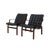 31.25"h, 24.5"w, 29.5"d, 17.25" seat height - Dark-stained beech, tufted black pebbled leather upholstery - Condition:...