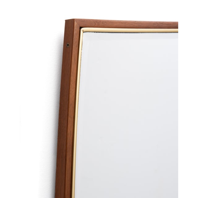 United Furniture Corporation Hoke Wood Products Furniture Company Walnut Brass Beveled Glass Boat Shaped Mirror - A Pair For Sale - Image 4 of 9