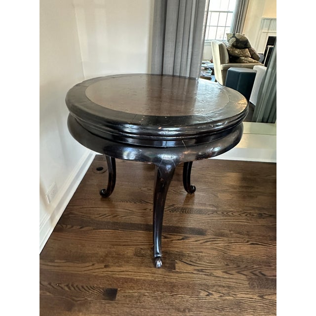 Asian Marble and Wood side Table — Golden Triangle Chicago Provenance A sculptural antique table sourced from The Golden...