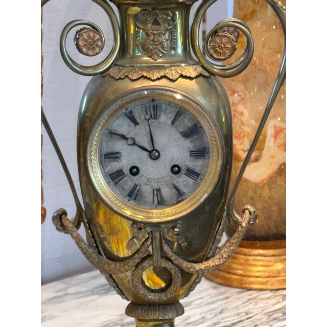 19th Century Neoclassical Brass Urn Clock For Sale - Image 6 of 13