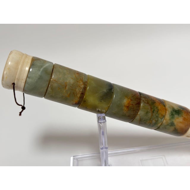 Chinese Jade Bone and Horse Hair Calligraphy Brush Hand-Carved 15 In For Sale - Image 9 of 12