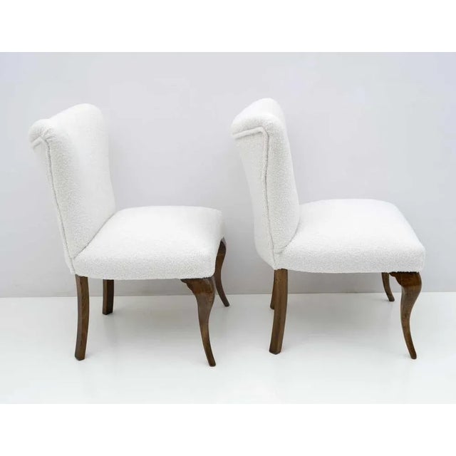 Set of Chippendale Style Lounge Chairs in Boucle, 1940s For Sale - Image 4 of 7