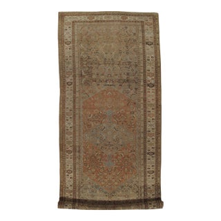 Antique Gallery-Size Bijar Runner, Handmade Oriental Rug, Taupe, Terracotta For Sale