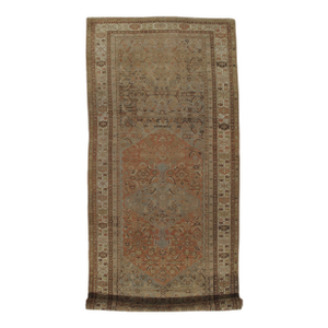 Antique Gallery-Size Bijar Runner, Handmade Oriental Rug, Taupe, Terracotta