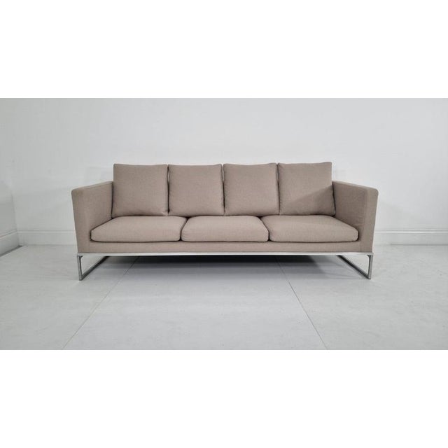 2000 - 2009 Tight Sofa in Stone Bouclé Upholstery by Antonio Citterio for B&B Italia For Sale - Image 5 of 7