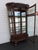 Wood Late 1800s Large Tall Tiger Oak Leaded Stain Glass Curio Cabinet Cupboard 6573 For Sale - Image 7 of 18