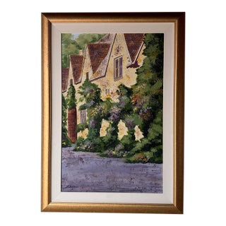 1980s Fred Dettmann (1945–2022) German-American Impressionist European Cottage Landscape Oil on Masonite Painting For Sale