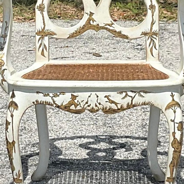 Vintage Regency Chinoiserie Chippendale Arm Chair For Sale - Image 9 of 13