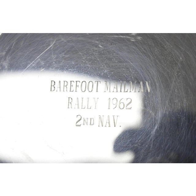 Victorian Antique "Barefoot Mailman Rally 1962" Award Silver Plated Serving Platter Tray For Sale - Image 3 of 10