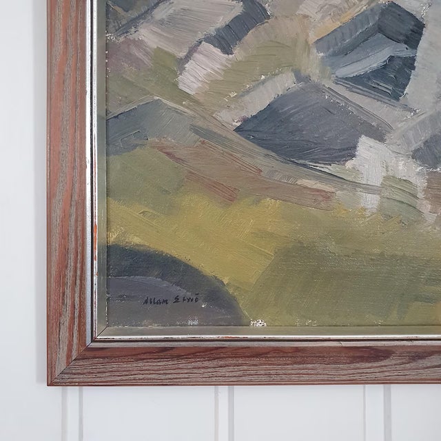 1950s 1950s Mid-Century Swedish Modernist Landscape Oil Painting "Hovs Hallar" by Allan Erwö For Sale - Image 5 of 14
