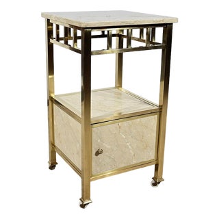 Small Marble and Brass Bedroom Table For Sale