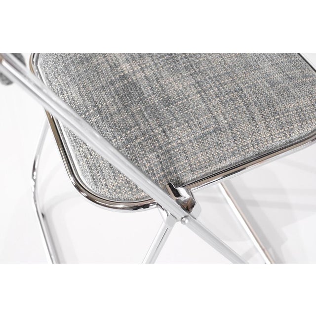 Metal Chrome Folding Chairs with Fabric Seats, 1970s, Set of 9 For Sale - Image 7 of 15