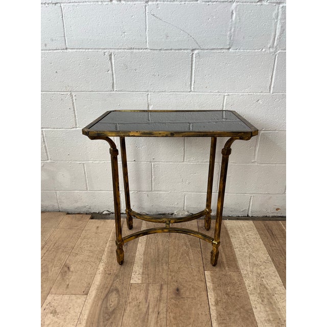 French Gilt Metal and Smoke Glass Table For Sale - Image 3 of 11