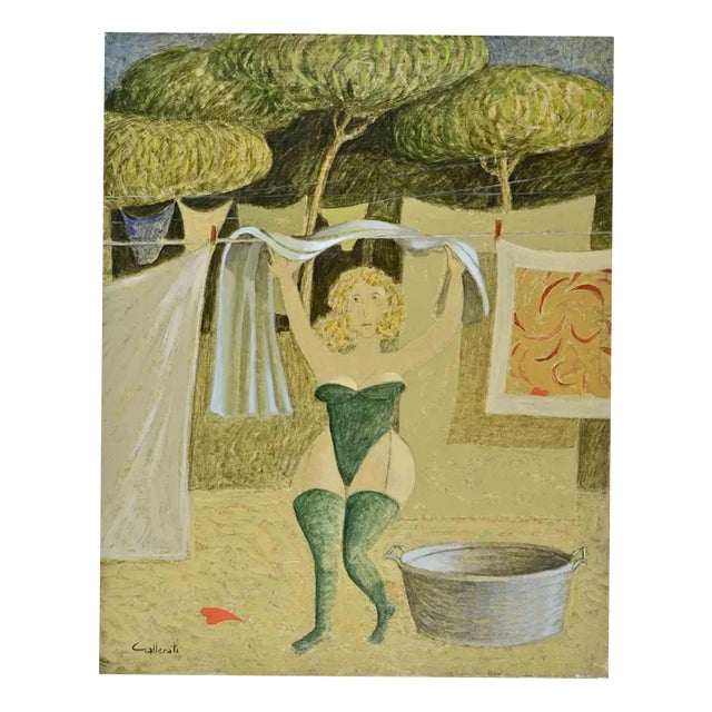 Alberto Gallerati, How Good It Is to Lay Out, Oil on Canvas, 1970s For Sale