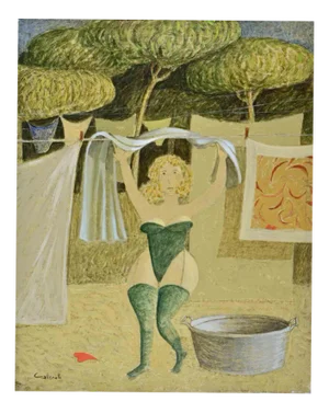 Alberto Gallerati, How Good It Is to Lay Out, Oil on Canvas, 1970s
