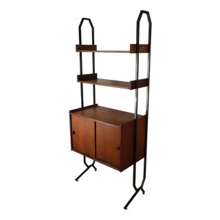 Vintage Modular Bookcase in Wood and Metal, Italy, 1960s For Sale