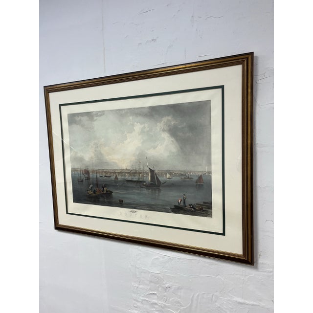 Nautical Large Nautical Boston Engraved by C. Mottram After the Watercolor by j.w. Hill For Sale - Image 3 of 12