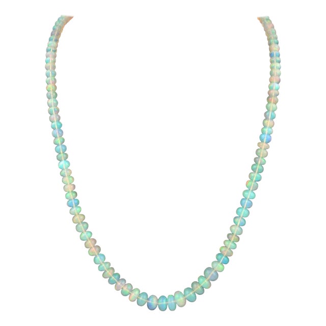 Natural 100Ct Ethiopian Opal Bead Single Strand Necklace 5 to 9mm , Silver Clasp For Sale