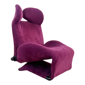 1980s Purple Suede Cassina 111 Wink Chaise Lounge by Toshiyuki Kita Japan Italy