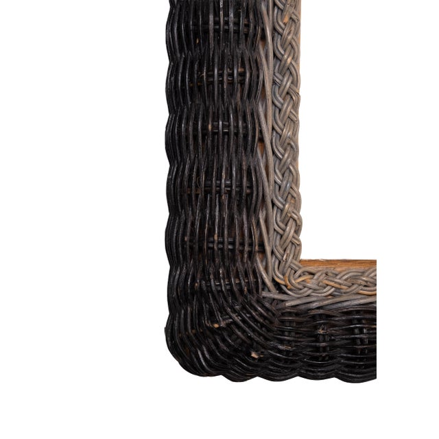 Vintage Italian Wall Mirror in Rattan and Wicker, 1970s For Sale - Image 4 of 7