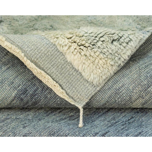 Textile Sage Diamond-Lattice Hand-Knotted Moroccan Wool Rug | 12'8" X 10'2" | One of a Kind For Sale - Image 7 of 8