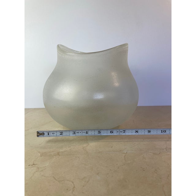 Vintage Murano-Style Scavo Crystaline Finish Glass Vase, Organic Freeform For Sale - Image 9 of 9