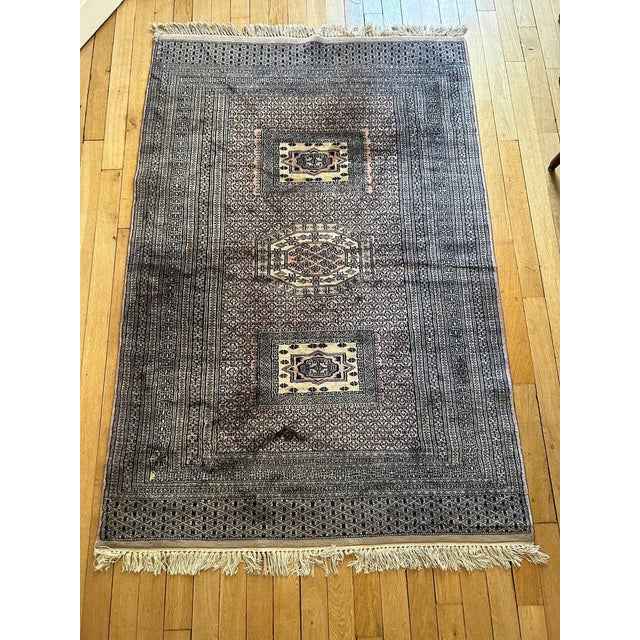 Blue Vintage Rug, Pakistan, 1970s For Sale - Image 8 of 12