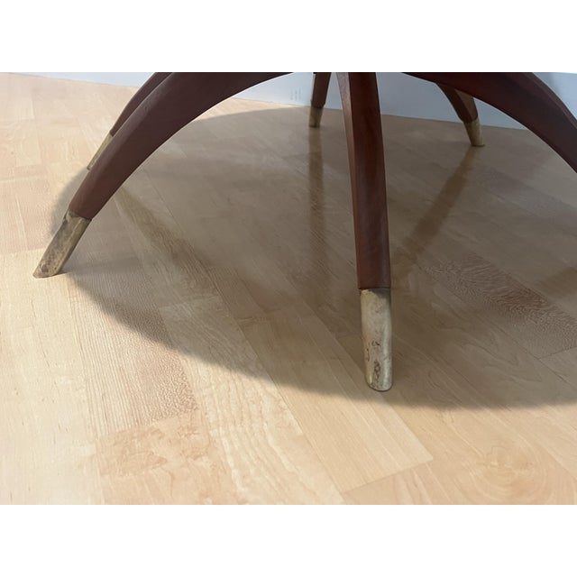 Mid-Century Modern Midcentury MCM Round Brass Cocktail Table With Spider Legs For Sale - Image 3 of 8