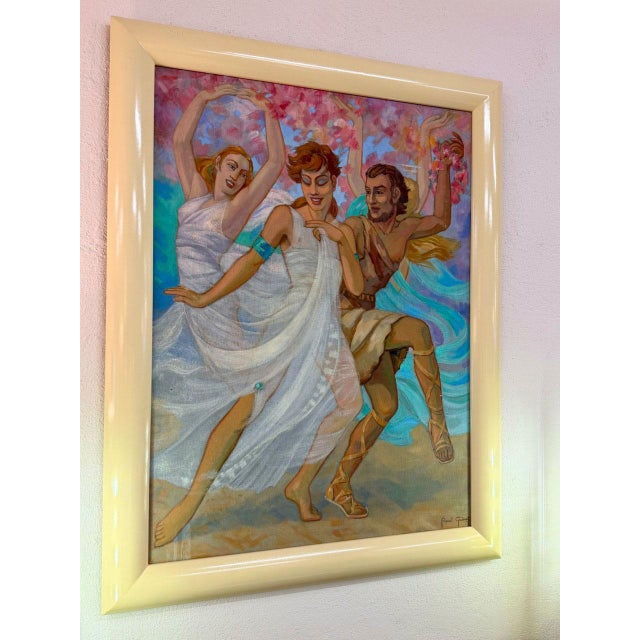 Raoul Guinet, French Art Deco Spring Scene, 1940s, Oil on Canvas For Sale - Image 3 of 9