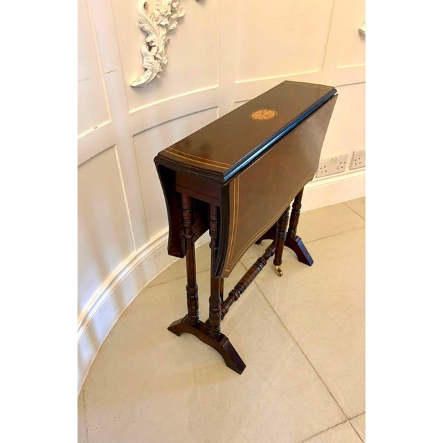 Antique Mahogany Occasional Table with Satinwood Inlay from Sutherland, 1900 For Sale - Image 9 of 13